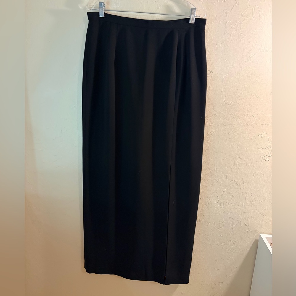 Adrianna Papell vintage Black Maxi Skirt with Front Slit